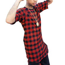 Zipper Men t shirt men extended Swag Hip Hop T-Shirt Casual cotton Plaid Shirts Star Hiphop Streetwear Top Tees Men  J4U66