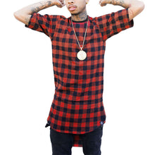 Zipper Men t shirt men extended Swag Hip Hop T-Shirt Casual cotton Plaid Shirts Star Hiphop Streetwear Top Tees Men  J4U66