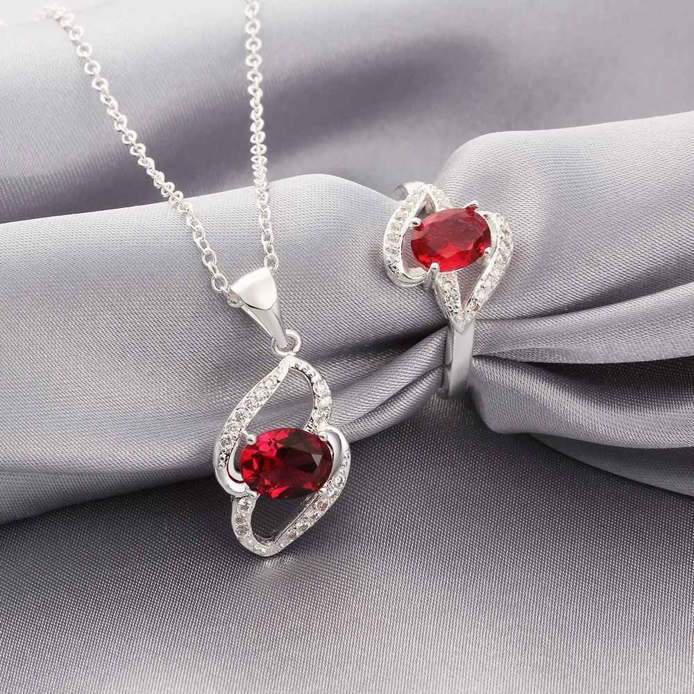 silver jewelry set insets  shape necklace ring jewellery fsps001 J4U66