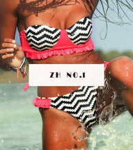 bikini sets vintage black white printing bra strap low red thong bikini sets padded beachwear bathing suit biquini c121 J4U66