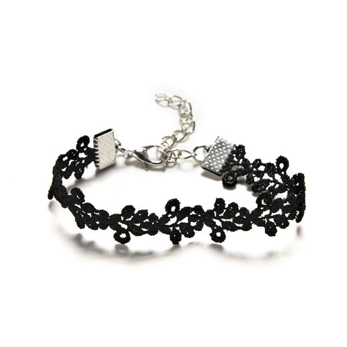 charm Korean Style Neckband Black Lace Collar Short Choker Necklace and BraceletsWomen's jewelry J4U66