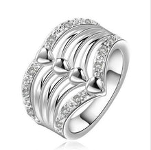 sterling silver jewelry Silver Plated Rings charm woman wedding Heart crystal Rings  J4U66