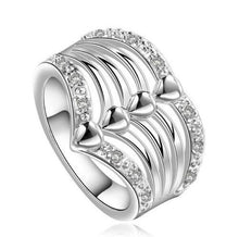 sterling silver jewelry Silver Plated Rings charm woman wedding Heart crystal Rings  J4U66