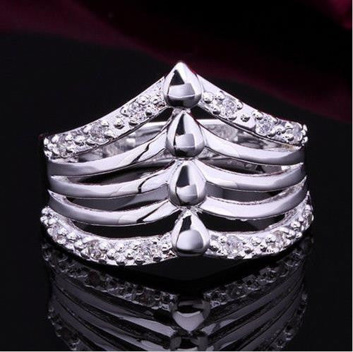 sterling silver jewelry Silver Plated Rings charm woman wedding Heart crystal Rings  J4U66
