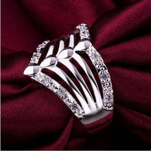 sterling silver jewelry Silver Plated Rings charm woman wedding Heart crystal Rings  J4U66