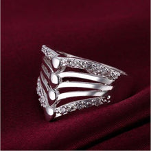 sterling silver jewelry Silver Plated Rings charm woman wedding Heart crystal Rings  J4U66