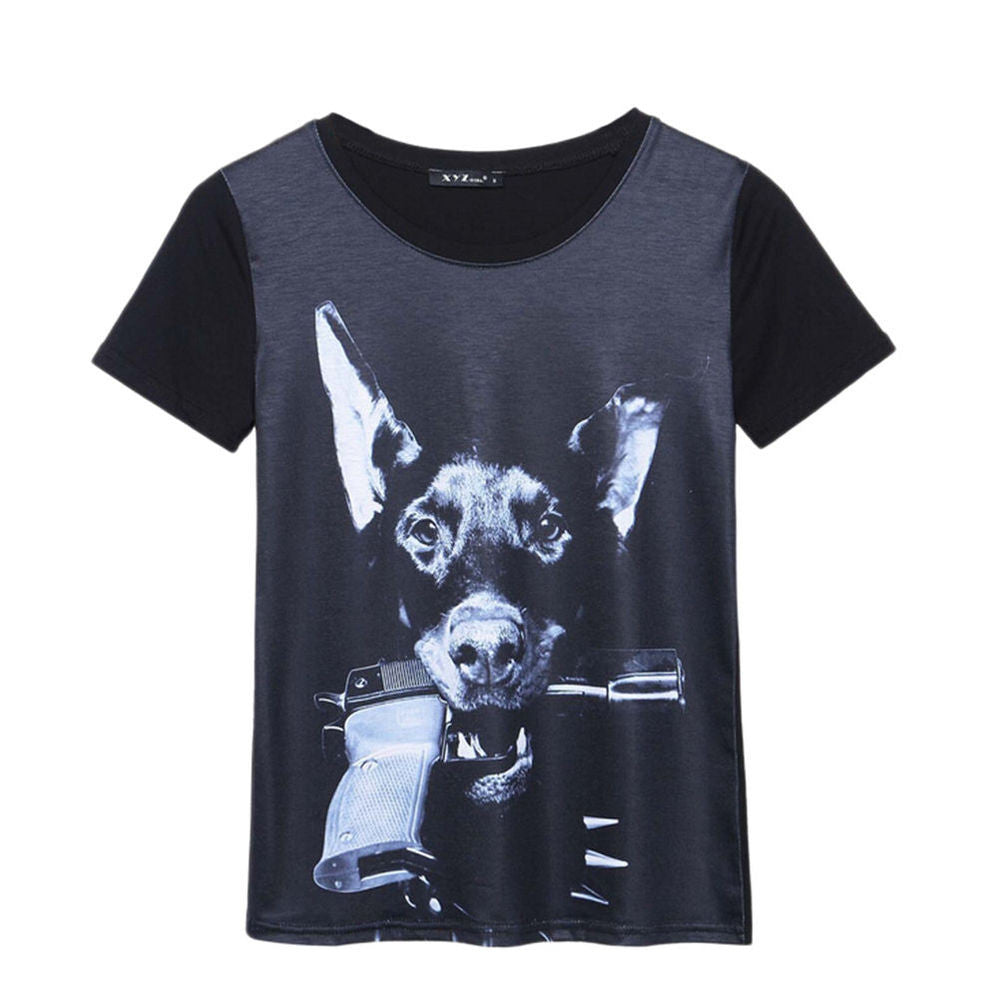 t shirt women gun&dog printed t-shirt short sleeve plus size rock punk tees woman tops J4U66