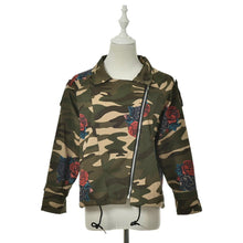 Women's army green camouflage jackets coat zipper cardigans denim jackets women coats clothings  J4U66