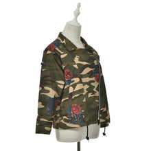 Women's army green camouflage jackets coat zipper cardigans denim jackets women coats clothings  J4U66