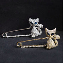 for Women Silver Gold Plated Animal Brooch Green Eye Crystal Cat Brooches Brooches J4U66