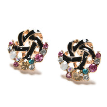 for Women Korean Elegant Temperament Distorted Color Rhinestone Stud Earrings Jewelry J4U66