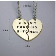 for Women Chic Best Bitches Best Friend Forever 2 Piece Break Heart Pendant Necklace Good Gifts J4U66