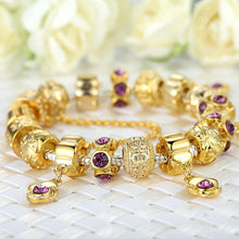 for Women DIY Crystal Beads Fit Original Bracelets Pulseira Jewelry Gift 3 Size Gold Rose Flower Key Charm bracelet J4U66