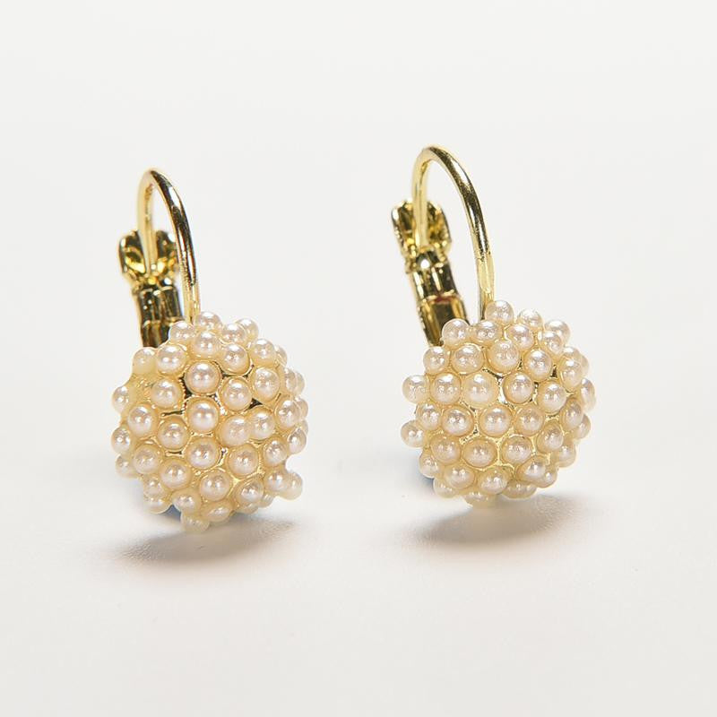 for Women Girls Wedding Ear Cuff Gold Plated Piercing Jewelry  Round Imitation Pearl Beads Stud Earrings J4U66