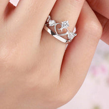 for Women Men =2pcs Sterling Silver Ring Jewelry Engagement Love Crown Cross Zircon Wedding Lovers Couple Rings J4U66