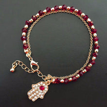 glod evil eye charm bracelet red and blue beads with hamsa hand turkish kabbalah evil eye bracelet hand of fatima bracelet J4U66