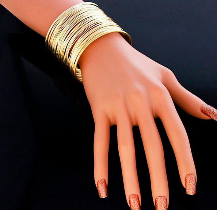 gold/silver plated Statement Bracelet zinc alloy wire opening cuff bracelets & bangle for women glittering wrap bracelet J4U66