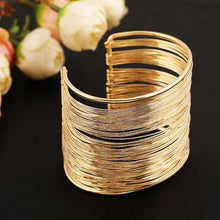 gold/silver plated Statement Bracelet zinc alloy wire opening cuff bracelets & bangle for women glittering wrap bracelet J4U66