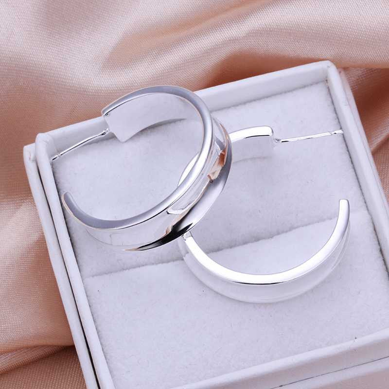 half round stud earings silver plated jewelry earrings for women silver plated earrings smte07 J4U66