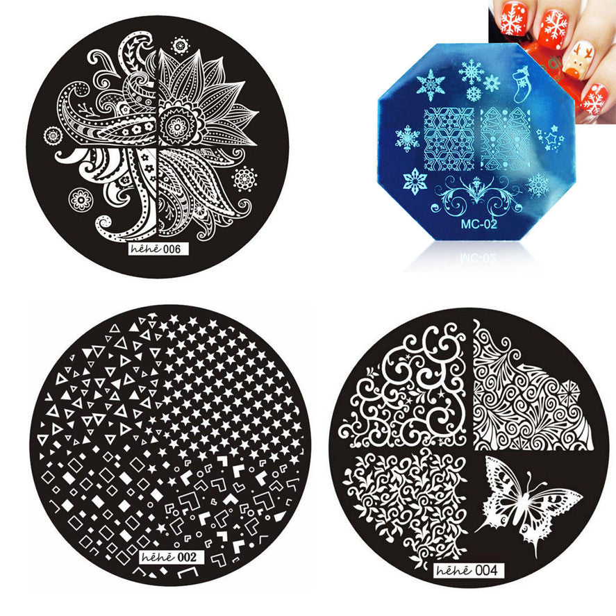 hehe Stamping Plates Cute Pattern DIY Image Stamp Stamping Plates Manicure Template Nail Art Plate J4U66
