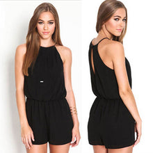 Playsuit Rompers Womens Clothing Overalls Sexy Brand Casual Black Sleeveless Halter Keyhole Back Jumpsuit J4U66