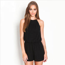Playsuit Rompers Womens Clothing Overalls Sexy Brand Casual Black Sleeveless Halter Keyhole Back Jumpsuit J4U66