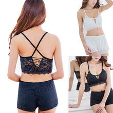 Fashion Womens Tank top Sexy lace tops Cross Strap Padded Wrapped ChTank Crop Top Black& Whit Vest J4U66