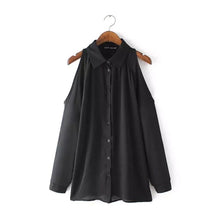 long sleeve off shoulder women shirt sexy chiffon tops turn down collar blouse J4U66