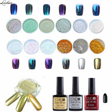 1 Set 12 Colors Nail Art Shinning Mirror Glitter Powder Chrome Pigment Black UV Gel Top Base Coat Makeup Tools for Girls J4U66