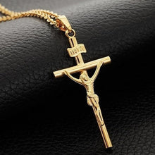 men Jesus cross necklace alloy man jewelry 18K gold plated J4U66
