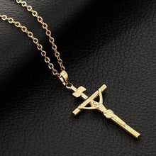 men Jesus cross necklace alloy man jewelry 18K gold plated J4U66