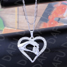 mother baby heart pendant mom daughter son child family love Cubic Zirconia necklace moms jewelry birthday gift J4U66