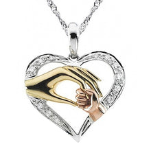 mother baby heart pendant mom daughter son child family love Cubic Zirconia necklace moms jewelry birthday gift J4U66