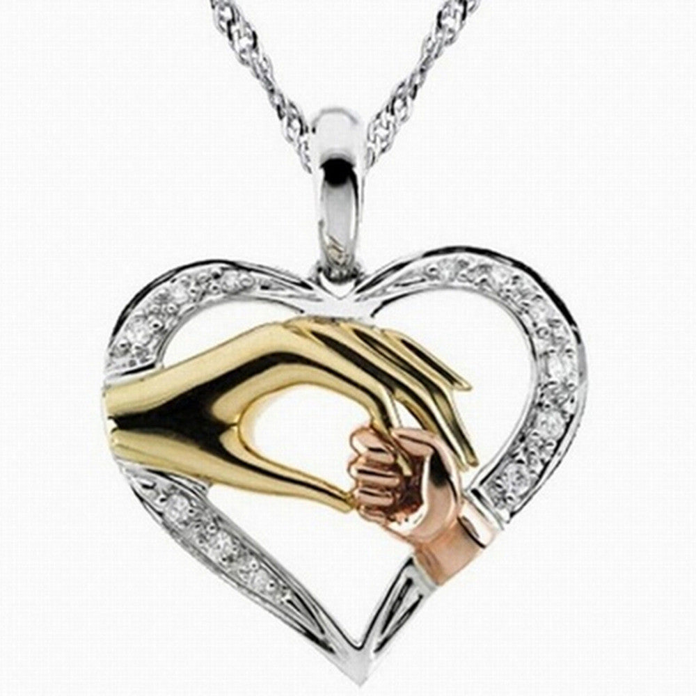 mother baby heart pendant mom daughter son child family love Cubic Zirconia necklace moms jewelry birthday gift J4U66