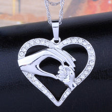 mother baby heart pendant mom daughter son child family love Cubic Zirconia necklace moms jewelry birthday gift J4U66