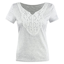 Trendy Shirt Sexy Women Ladies V Neck Lace Patchwork Short Sleeve Silm Shirts women Casual Tops J4U66