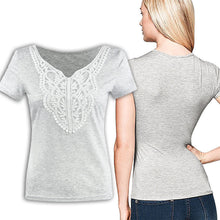 Trendy Shirt Sexy Women Ladies V Neck Lace Patchwork Short Sleeve Silm Shirts women Casual Tops J4U66