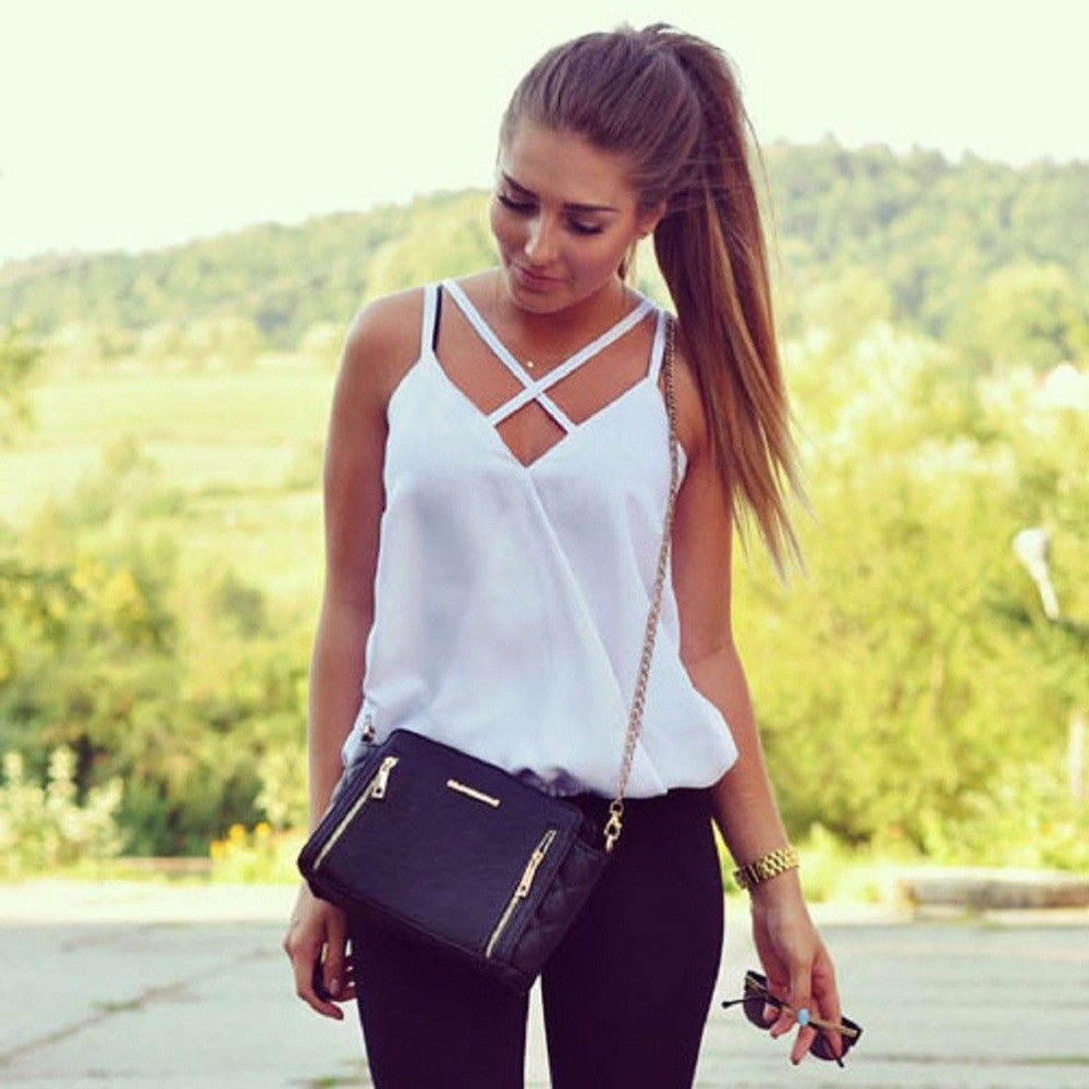 style sleeveless cotton white women tank top Sexy deep v neck women tank Casual party girls tops J4U66