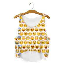 women vest crop tops t-Shirts sexy girls emoji print tops 3d print sleeveless tank tops J4U66