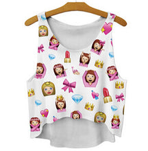 women vest crop tops t-Shirts sexy girls emoji print tops 3d print sleeveless tank tops J4U66