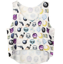 women vest crop tops t-Shirts sexy girls emoji print tops 3d print sleeveless tank tops J4U66