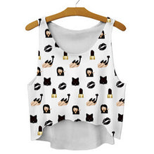women vest crop tops t-Shirts sexy girls emoji print tops 3d print sleeveless tank tops J4U66