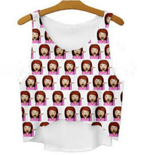 women vest crop tops t-Shirts sexy girls emoji print tops 3d print sleeveless tank tops J4U66