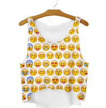 women vest crop tops t-Shirts sexy girls emoji print tops 3d print sleeveless tank tops J4U66
