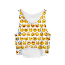 women vest crop tops t-Shirts sexy girls emoji print tops 3d print sleeveless tank tops J4U66