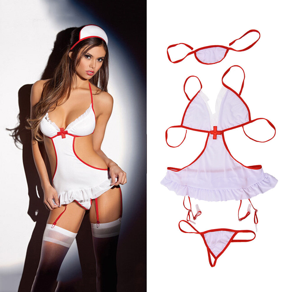 women lingerie erotic costume sexy nurse cosplay uniform transparent sexy underwear babydoll sex product J4U66