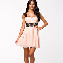 Women Floral Lace Backless Dress Formal Wedding Evening Mini Dress J4U66