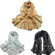 Women Musical Note Chiffon Neck Scarf Shawl Muffler Scarves ping J4U66