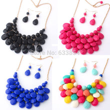 Women Water Drop Style Bib Statement MultiLayer Necklace ping J4U66
