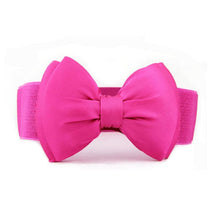 Fashion Women Bowknot Elastic Wide Stretch Buckle Waistband Waist Belt ping J4U66